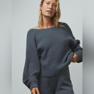 NWT Lunya Cozy Cotton Silk Blend  Reversible Pullover Restful Gray Heather XL